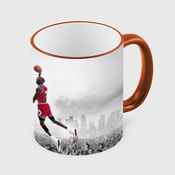Кружка 3D Michael Jordan NBA цвета 3D-оранжевый кант — фото 1
