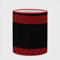 Кружка 3D Славянский орнамент (на чёрном), цвет: 3D-красный кант — фото 2