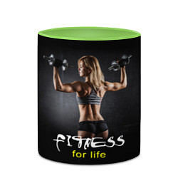 Кружка 3D Fitness for life, цвет: 3D-белый + светло-зеленый — фото 2