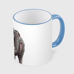 Кружка 3D Большой слон, цвет: 3D-небесно-голубой кант