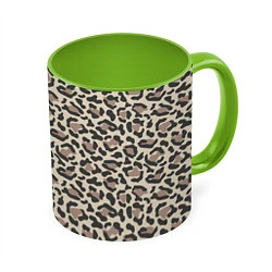Кружка 3D Шкура леопарда, цвет: 3D-белый + светло-зеленый