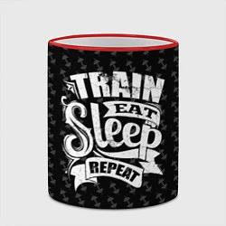 Кружка 3D Train Eat Sleep Repeat, цвет: 3D-красный кант — фото 2