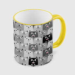 Кружка 3D Котейки, цвет: 3D-желтый кант