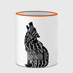 Кружка 3D Wolves Dont Lose Sleep, цвет: 3D-оранжевый кант — фото 2