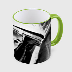 Кружка 3D Гагарин космонавт, цвет: 3D-светло-зеленый кант