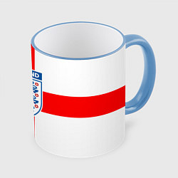 Кружка 3D Сборная Англии, цвет: 3D-небесно-голубой кант