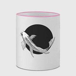 Кружка 3D Японская рыбка: ч/б, цвет: 3D-розовый кант — фото 2