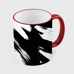 Кружка 3D Чёрно-белый, цвет: 3D-красный кант