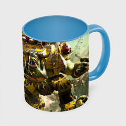 Кружка 3D WH40k warboss, цвет: 3D-белый + небесно-голубой