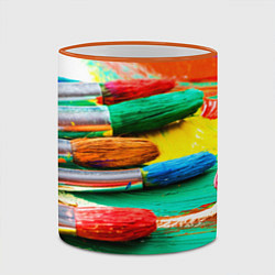 Кружка 3D Кисти и краски, цвет: 3D-оранжевый кант — фото 2