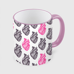 Кружка 3D Сердца 1, цвет: 3D-розовый кант