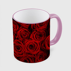 Кружка 3D Красные розы, цвет: 3D-розовый кант
