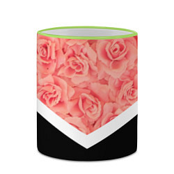 Кружка 3D Розовые розы, цвет: 3D-светло-зеленый кант — фото 2