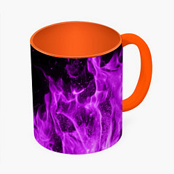 Кружка 3D Фиолетовый огонь, цвет: 3D-белый + оранжевый