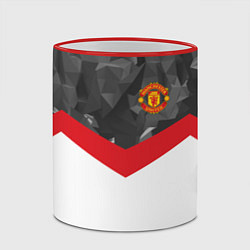 Кружка 3D Man United FC: Grey Polygons, цвет: 3D-красный кант — фото 2