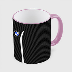 Кружка 3D BMW CARBON БМВ КАРБОН, цвет: 3D-розовый кант
