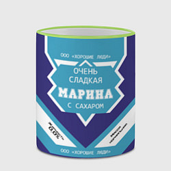 Кружка 3D Очень сладкая Марина, цвет: 3D-светло-зеленый кант — фото 2