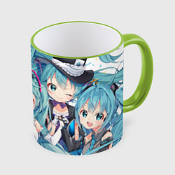 Кружка 3D Hatsune Miku, цвет: 3D-светло-зеленый кант