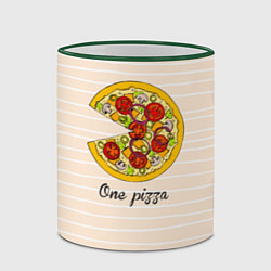 Кружка 3D One Love - One pizza, цвет: 3D-зеленый кант — фото 2