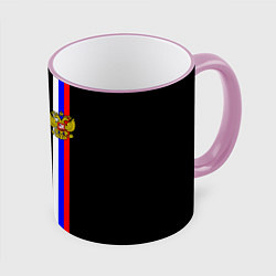 Кружка 3D Лента с гербом России, цвет: 3D-розовый кант