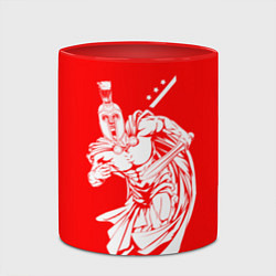Кружка 3D Спартанский гладиатор, цвет: 3D-белый + красный — фото 2
