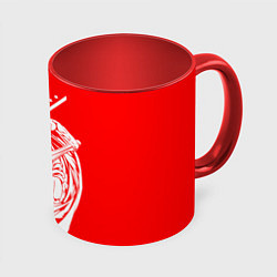 Кружка 3D Спартанский гладиатор, цвет: 3D-белый + красный