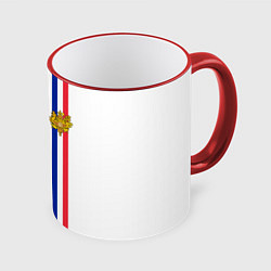 Кружка 3D Франция: лента с гербом, цвет: 3D-красный кант