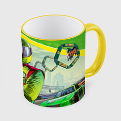 Кружка 3D GTA V: Online Racer, цвет: 3D-желтый кант