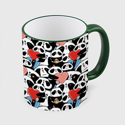 Кружка 3D Funny Pandas, цвет: 3D-зеленый кант