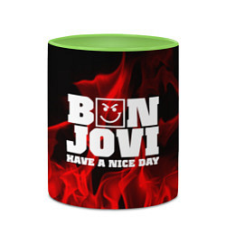 Кружка 3D Bon Jovi: Have a nice day, цвет: 3D-белый + светло-зеленый — фото 2