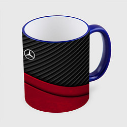Кружка 3D Mercedes Benz: Red Carbon, цвет: 3D-синий кант