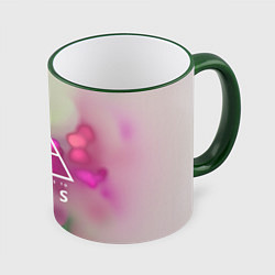 Кружка 3D 30 STM: Pink Flowers, цвет: 3D-зеленый кант