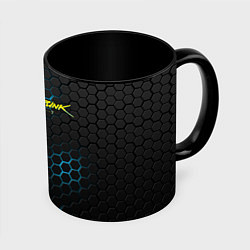 Кружка 3D Cyberpunk 2077: Blue Carbon, цвет: 3D-белый + черный