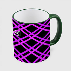 Кружка 3D Black Pink: Neon Lines, цвет: 3D-зеленый кант