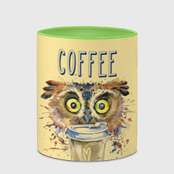 Кружка 3D Owls like coffee, цвет: 3D-белый + светло-зеленый — фото 2