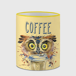 Кружка 3D Owls like coffee, цвет: 3D-желтый кант — фото 2