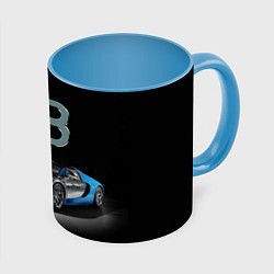 Кружка 3D Bugatti - motorsport extreme, цвет: 3D-белый + небесно-голубой