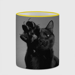 Кружка 3D Черный котик, цвет: 3D-желтый кант — фото 2