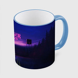 Кружка 3D Stranger Things: Neon Road, цвет: 3D-небесно-голубой кант