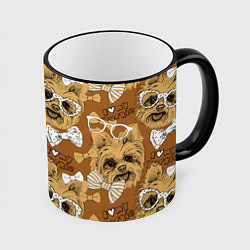 Кружка 3D I love my Yorkie, цвет: 3D-черный кант