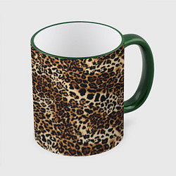 Кружка 3D Шкура леопарда, цвет: 3D-зеленый кант