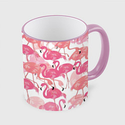 Кружка 3D Рай фламинго, цвет: 3D-розовый кант