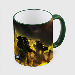 Кружка 3D Warhammer 40K - Космические Десантники, цвет: 3D-зеленый кант