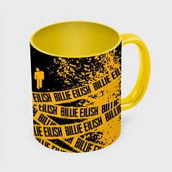 Кружка 3D BILLIE EILISH: Yellow & Black Tape, цвет: 3D-белый + желтый