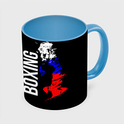 Кружка 3D Boxing Russia Team и герб РФ, цвет: 3D-белый + небесно-голубой