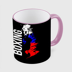 Кружка 3D Boxing Russia Team и герб РФ, цвет: 3D-розовый кант