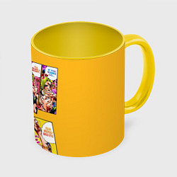 Кружка 3D Приключения ДжоДжо, цвет: 3D-белый + желтый