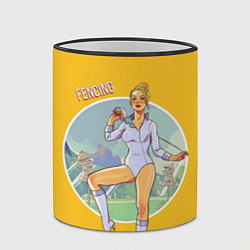 Кружка 3D Фехтование, цвет: 3D-черный кант — фото 2