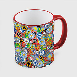 Кружка 3D Английская Премьер Лига, цвет: 3D-красный кант