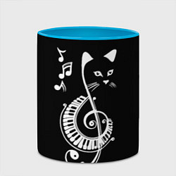 Кружка 3D Музыкальный кот, цвет: 3D-белый + небесно-голубой — фото 2